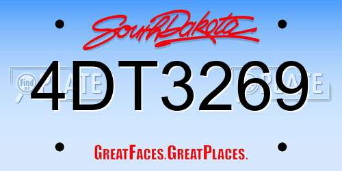 4DT3269 South Dakota License Plate