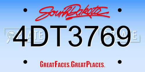 4DT3769 South Dakota License Plate