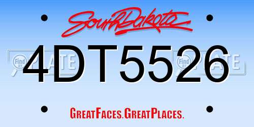 4DT5526 South Dakota License Plate