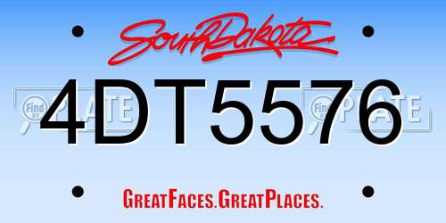 4DT5576 South Dakota License Plate