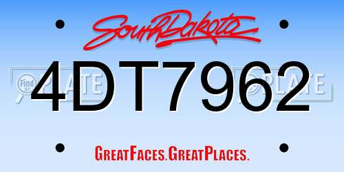 4DT7962 South Dakota License Plate