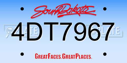 4DT7967 South Dakota License Plate