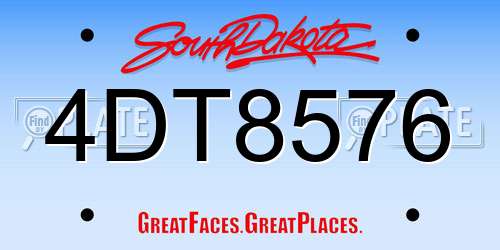 4DT8576 South Dakota License Plate