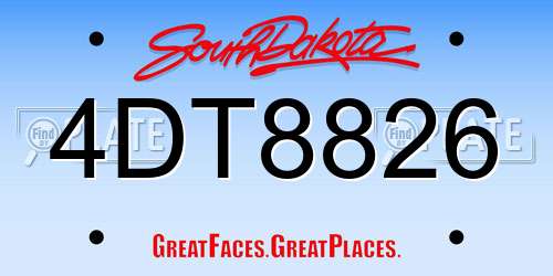 4DT8826 South Dakota License Plate