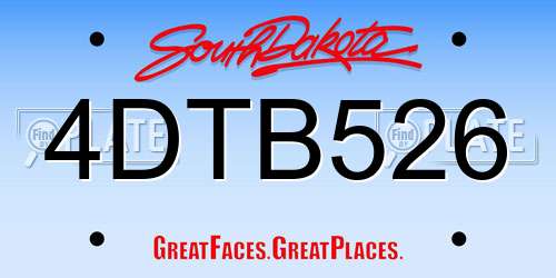 4DTB526 South Dakota License Plate