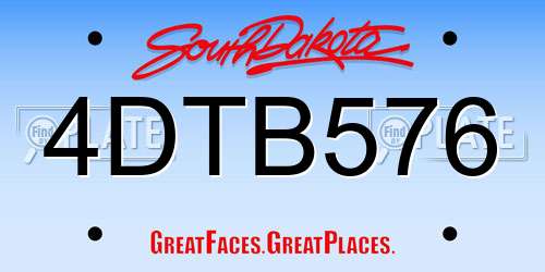 4DTB576 South Dakota License Plate