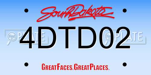 4DTD02 South Dakota License Plate