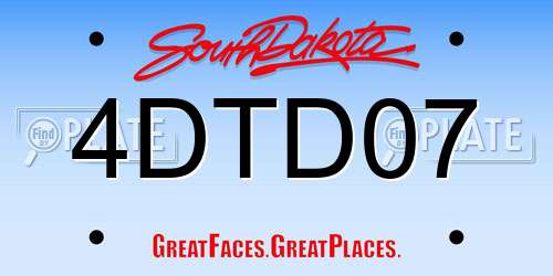 4DTD07 South Dakota License Plate