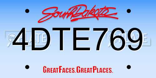 4DTE769 South Dakota License Plate