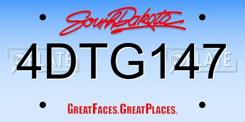 4DTG147 South Dakota License Plate