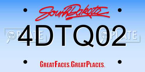 4DTQ02 South Dakota License Plate