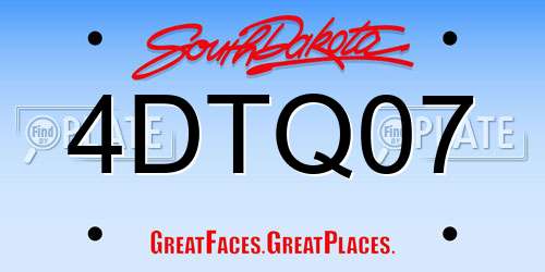 4DTQ07 South Dakota License Plate