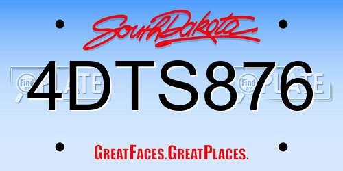 4DTS876 South Dakota License Plate