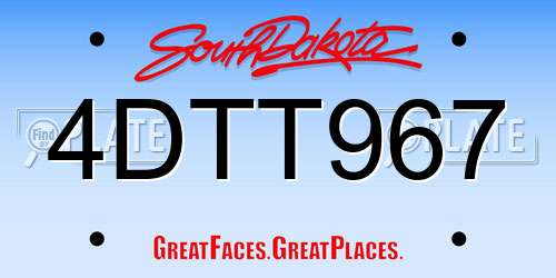 4DTT967 South Dakota License Plate