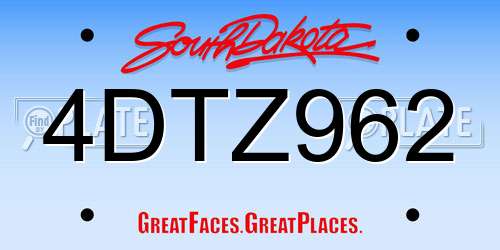 4DTZ962 South Dakota License Plate
