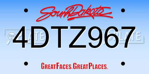4DTZ967 South Dakota License Plate