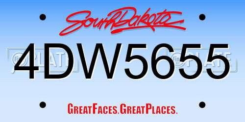4DW5655 South Dakota License Plate