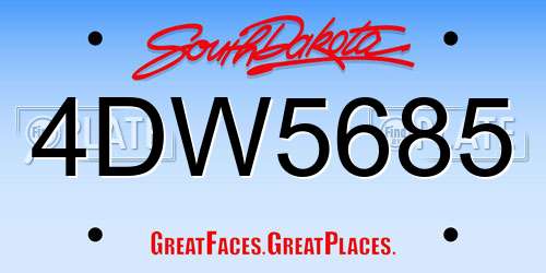 4DW5685 South Dakota License Plate