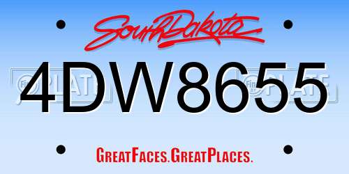 4DW8655 South Dakota License Plate