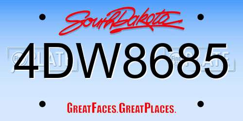 4DW8685 South Dakota License Plate