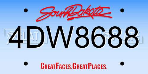4DW8688 South Dakota License Plate