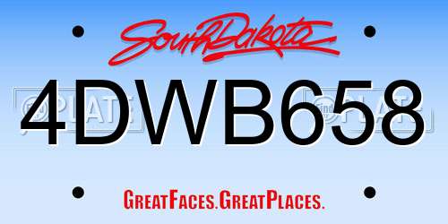 4DWB658 South Dakota License Plate