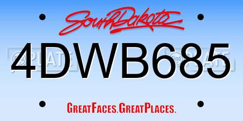 4DWB685 South Dakota License Plate
