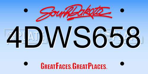 4DWS658 South Dakota License Plate
