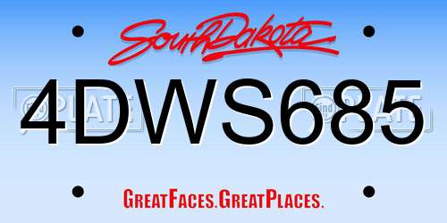 4DWS685 South Dakota License Plate