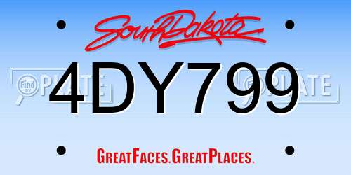 4DY799 South Dakota License Plate