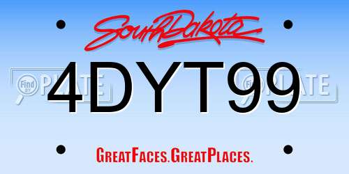 4DYT99 South Dakota License Plate