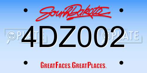4DZ002 South Dakota License Plate
