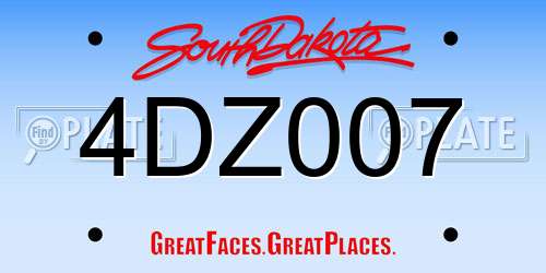 4DZ007 South Dakota License Plate