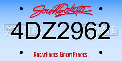 4DZ2962 South Dakota License Plate