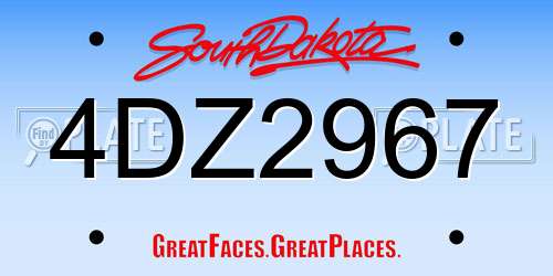 4DZ2967 South Dakota License Plate
