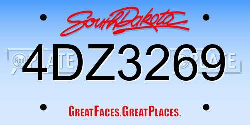 4DZ3269 South Dakota License Plate