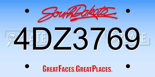 4DZ3769 South Dakota License Plate