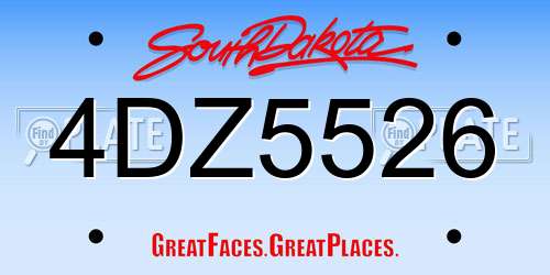 4DZ5526 South Dakota License Plate