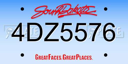 4DZ5576 South Dakota License Plate