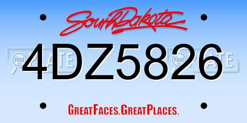 4DZ5826 South Dakota License Plate