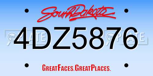 4DZ5876 South Dakota License Plate