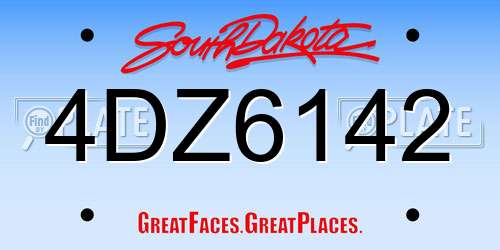 4DZ6142 South Dakota License Plate