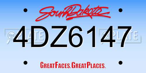 4DZ6147 South Dakota License Plate