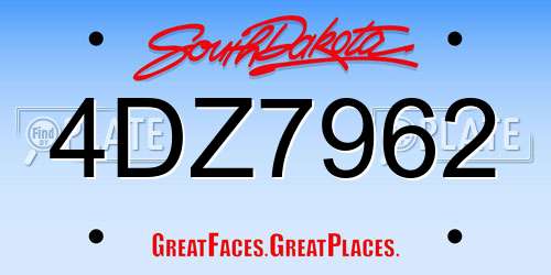 4DZ7962 South Dakota License Plate