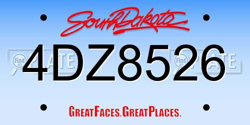 4DZ8526 South Dakota License Plate