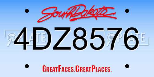 4DZ8576 South Dakota License Plate
