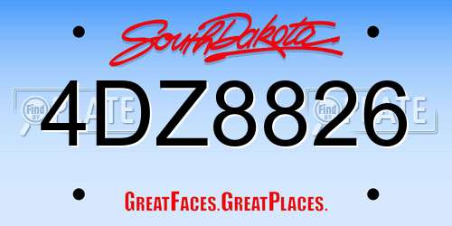 4DZ8826 South Dakota License Plate