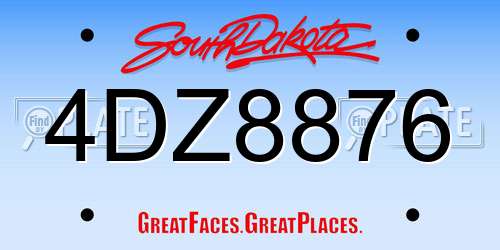 4DZ8876 South Dakota License Plate