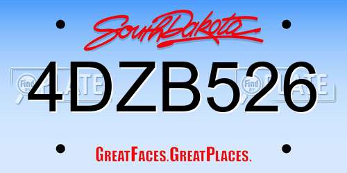 4DZB526 South Dakota License Plate