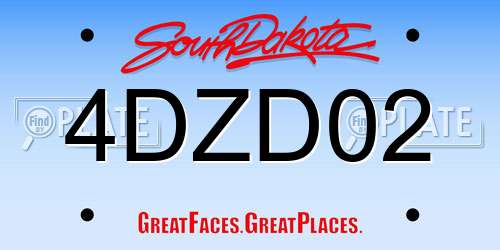 4DZD02 South Dakota License Plate
